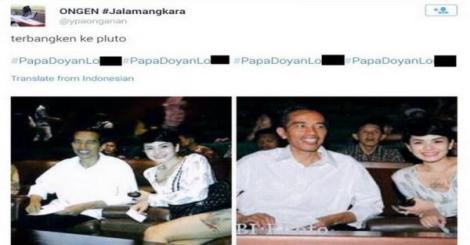 Foto Jokowi bersama Nikita Mirzani yang lantas ditulis dengan hashtag #PapaDoyanLonte"